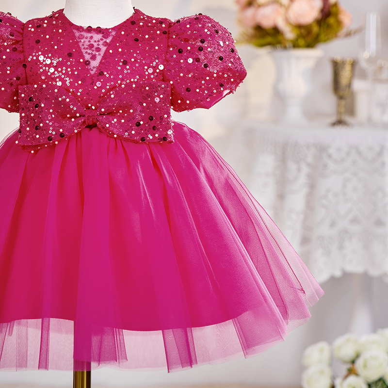 Mesh Bow Short Sleeves Midi Dresses - image 5