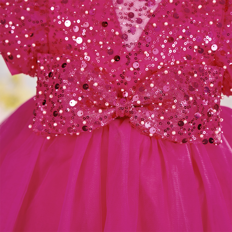 Mesh Bow Short Sleeves Midi Dresses - image 3