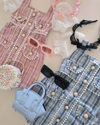 Tweed Split Joint Short Sleeves Midi Dresses - image 2