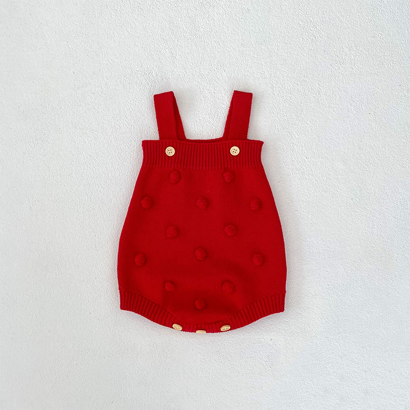 Knitting Sleeveless Regular Bodysuit - Red - 2-3Y - image 10