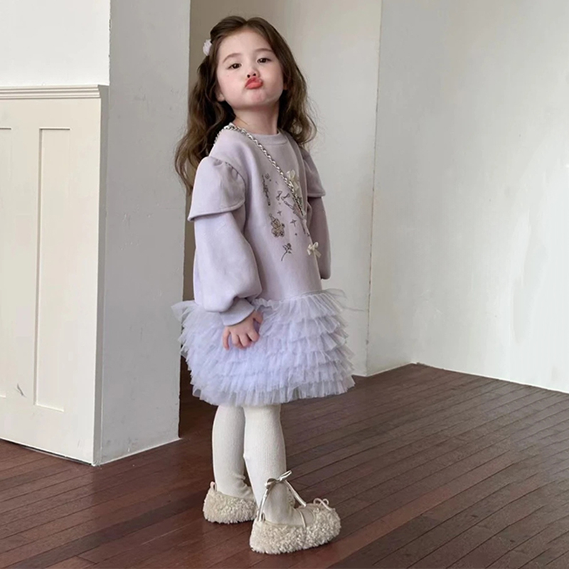 Fleece Split Joint Long Sleeves Midi Dresses - image 3