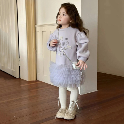 Fleece Split Joint Long Sleeves Midi Dresses - image 2