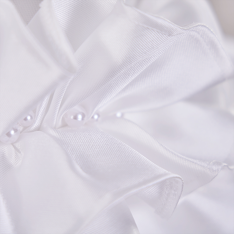 Satin Bow Folds Imitation Pearls Sleeveless Mid-long Dresses - image 7