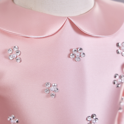 Satin Sequins Short Sleeve Mid-long Dresses - image 7