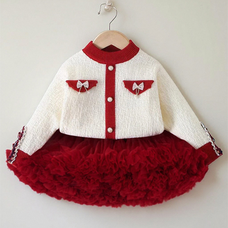 Acrylic Mesh Folds Binding Long Sleeve Regular Two-piece Set - White Set - 130cm - image 1