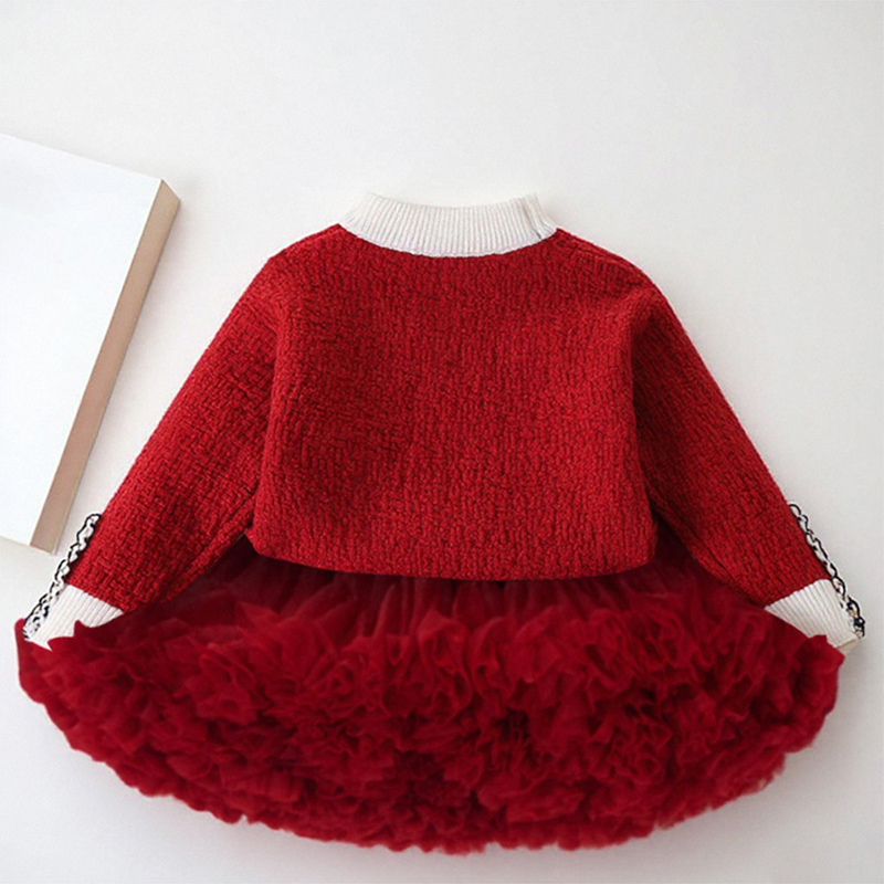 Acrylic Mesh Folds Binding Long Sleeve Regular Two-piece Set - image 3