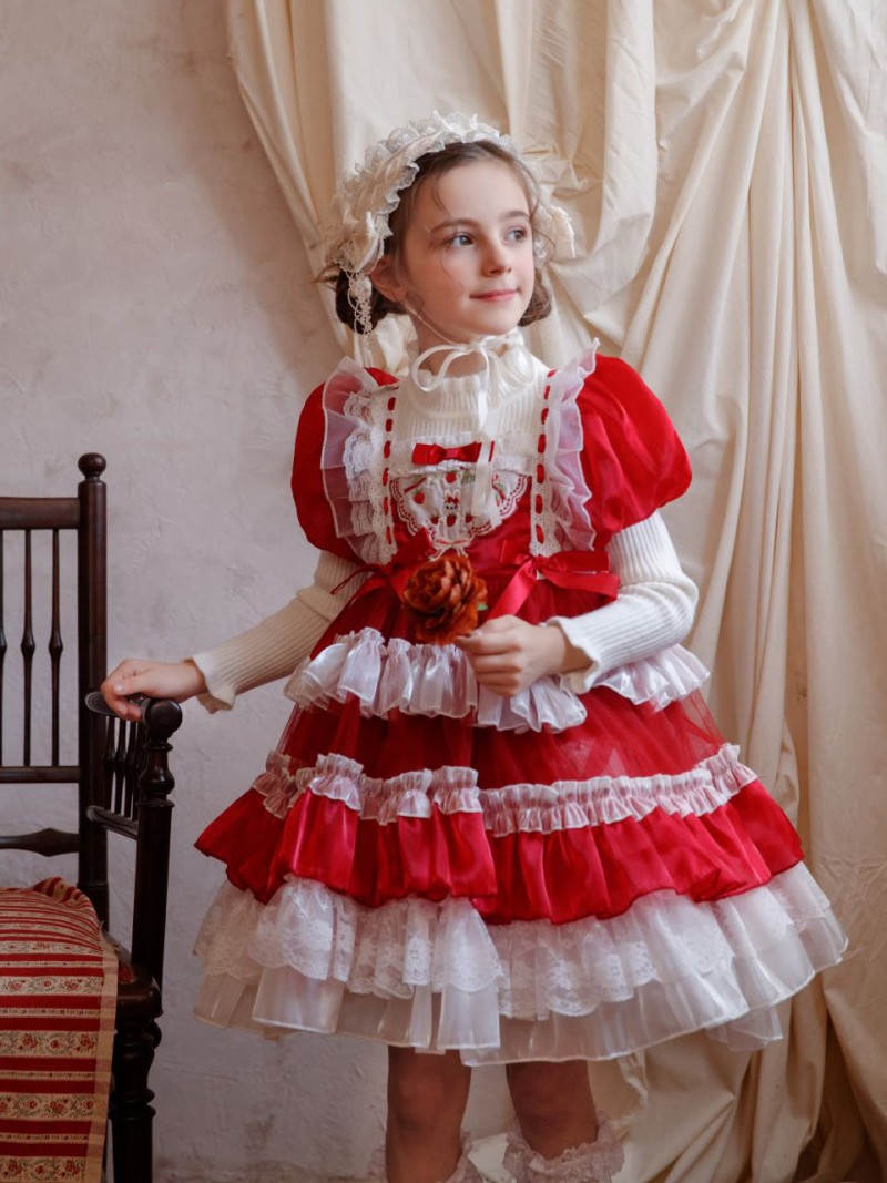 [Archive Sale] Yarn/wool Yarn Folds Flouncing Lace Long Sleeve Mid-long Dresses - image 2