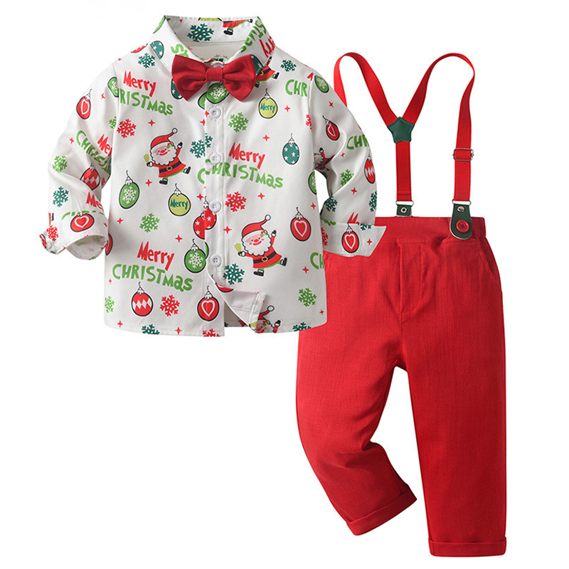 [Archive Sale] Chemical Fiber Blend Christmas Printing Long Sleeve Regular Dresses Two-piece Set - image 3