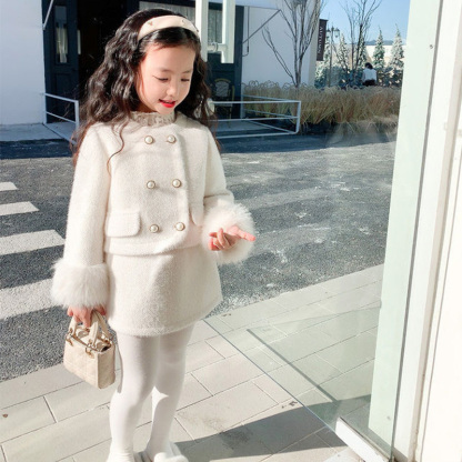 Angora-blend Imitation Pearls Fleece Long Sleeve Regular Two-piece Set - image 8