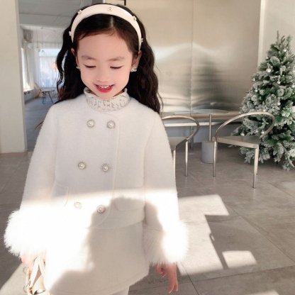 Angora-blend Imitation Pearls Fleece Long Sleeve Regular Two-piece Set - image 7