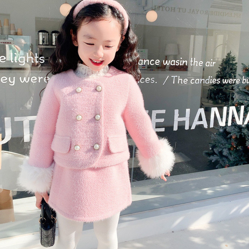 Angora-blend Imitation Pearls Fleece Long Sleeve Regular Two-piece Set - image 3