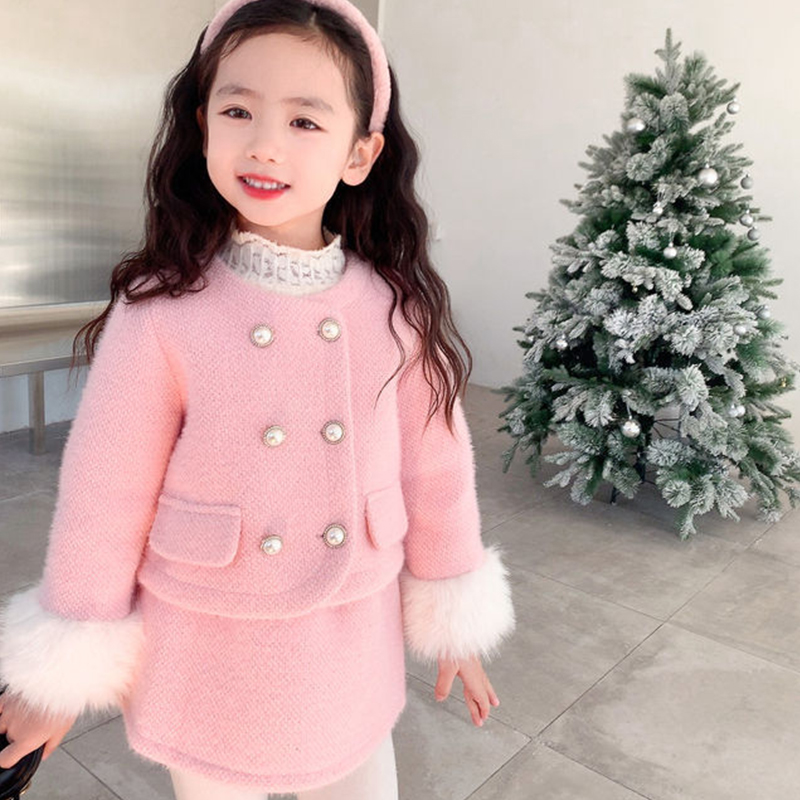 Angora-blend Imitation Pearls Fleece Long Sleeve Regular Two-piece Set - image 4