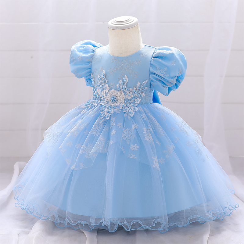 Mesh Christmas Folds Rosette Short Sleeve Mid-long Dresses - image 25