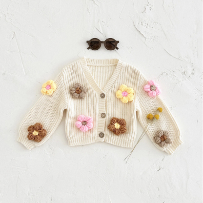 100% Cotton Flora Rosette Long Sleeve Regular Outerwear - Beige - 2-3Y - image 1