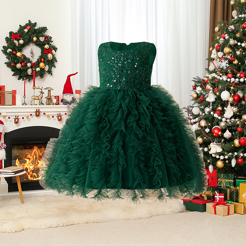 Mesh Folds Sequins Sleeveless Mid-long Dresses - image 21