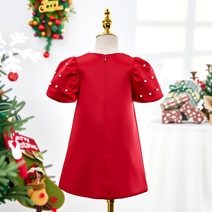 Satin Rosette Short Sleeve Midi Dresses - image 3