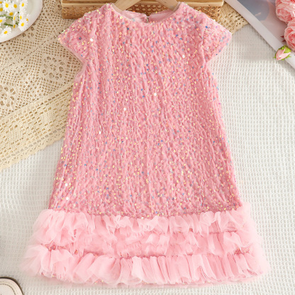 [Archive Sale] Glitter Split Joint Short Sleeve Midi Dresses - image 4