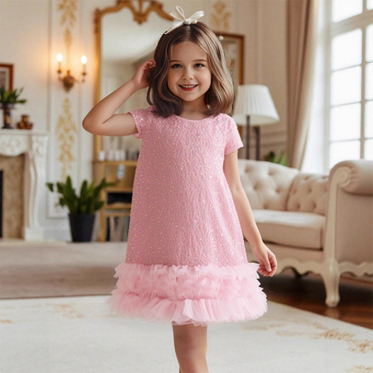 [Archive Sale] Glitter Split Joint Short Sleeve Midi Dresses - image 3