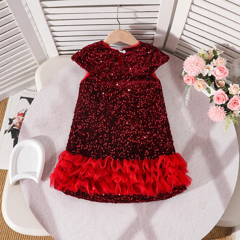 [Archive Sale] Glitter Split Joint Short Sleeve Midi Dresses - image 2