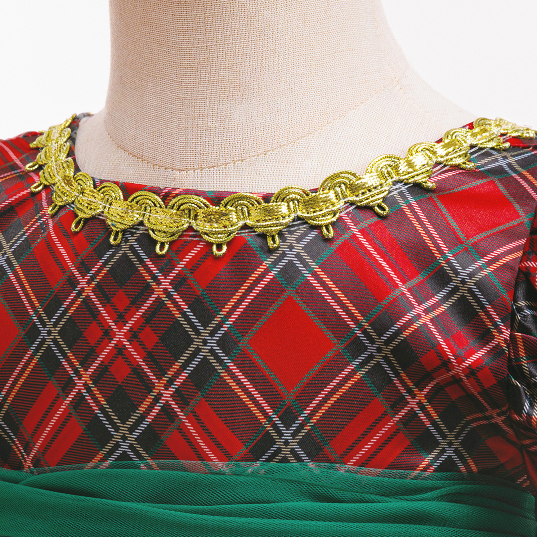 Satin Plaid Bow Short Sleeve Midi Dresses - image 7