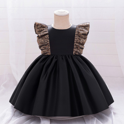 Satin Split Joint Sleeveless Midi Dresses - Black - 2-3Y - image 14