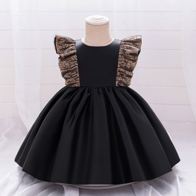 Satin Split Joint Sleeveless Midi Dresses - Black - 2-3Y - image 14