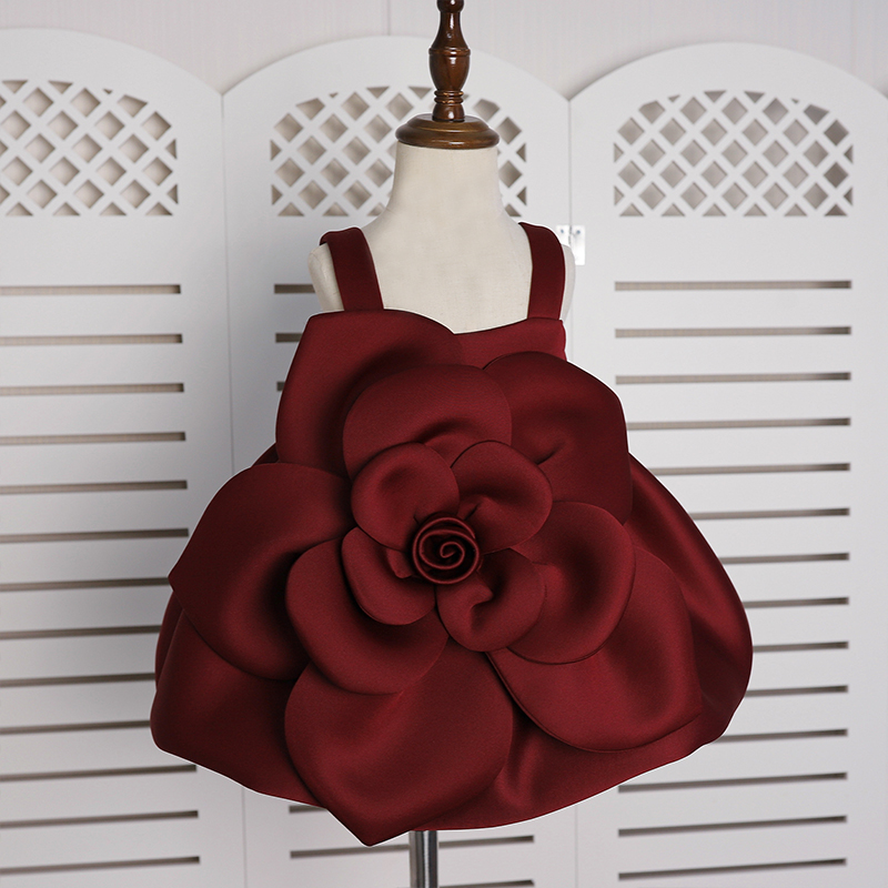SCUBA KNIT Rosette Sleeveless Midi Dresses - Dark Red - 6-8Y - image 3