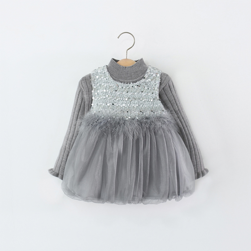 [Archive Sale] Velvet Feather-trimmed Fleece Long Sleeve Mid-long Two-piece Set - image 2