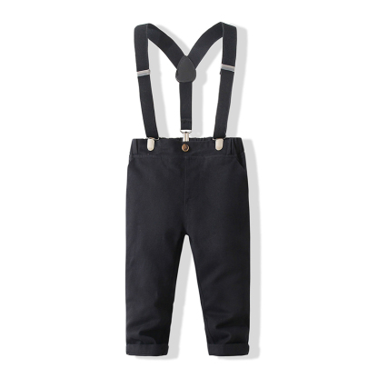 Cotton-blend Bow Overalls Long Sleeve Regular Two-piece Set - image 5