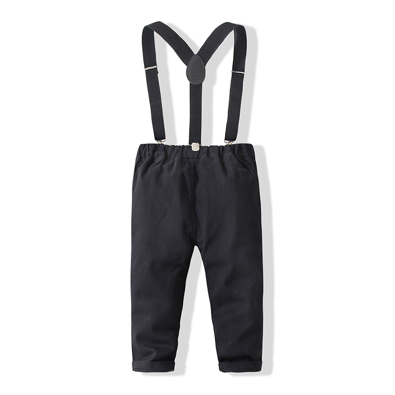 Cotton-blend Bow Overalls Long Sleeve Regular Two-piece Set - image 6