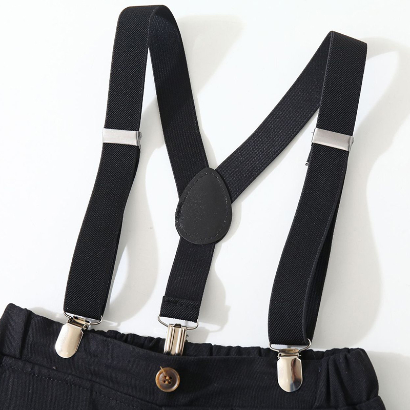 Cotton-blend Bow Overalls Long Sleeve Regular Two-piece Set - image 7