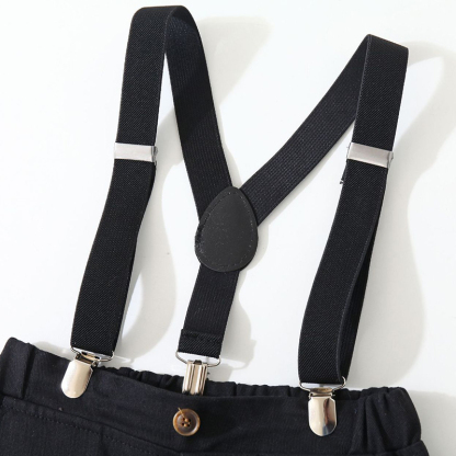 Cotton-blend Bow Overalls Long Sleeve Regular Two-piece Set - image 7