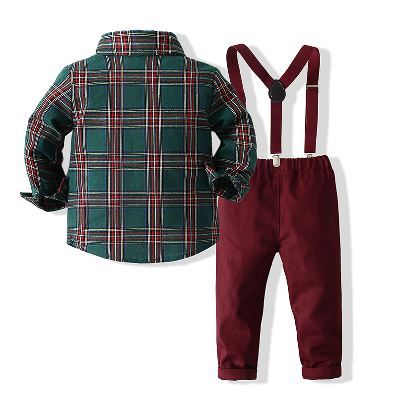 Cotton-blend Bow Overalls Long Sleeve Regular Two-piece Set - image 11