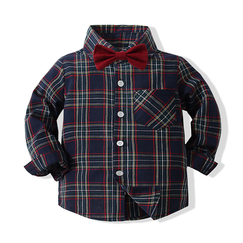 Cotton-blend Bow Overalls Long Sleeve Regular Two-piece Set - image 19