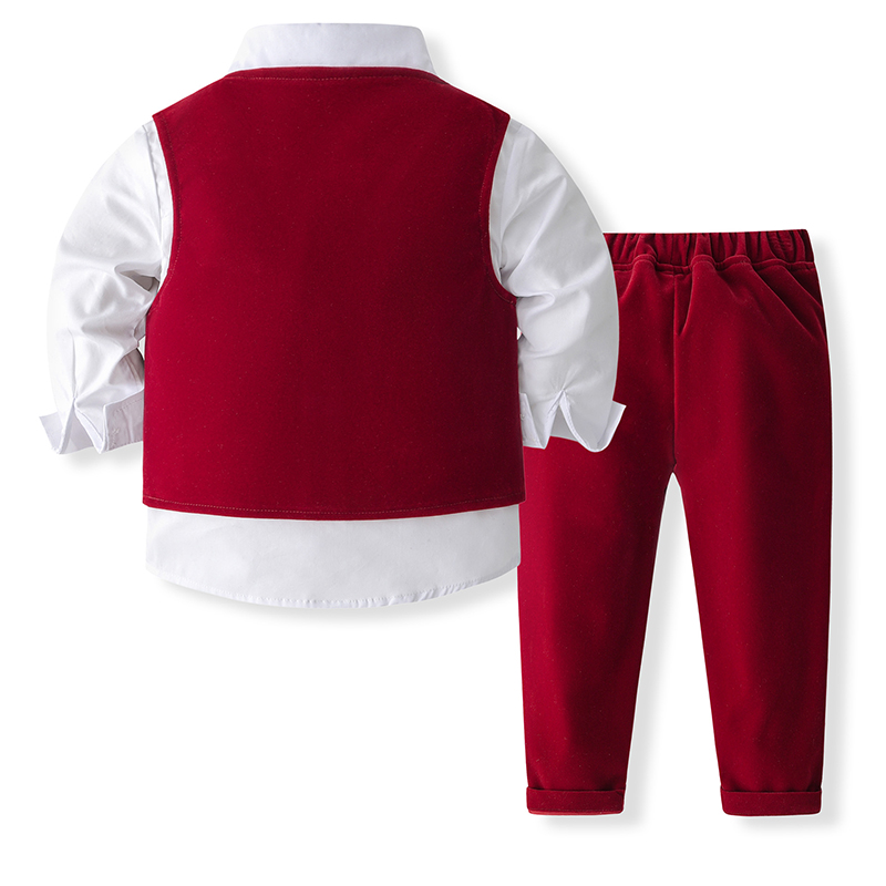 Velvet Bow Long Sleeve Regular Three-piece Set - image 17