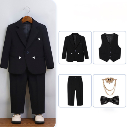 Chemical Fiber Blend Bow Long Sleeve Regular Six-piece Formal Suit - Black 5-piece Set - 170cm - image 16