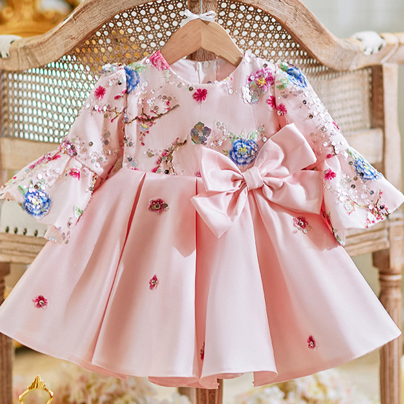 Satin Sequins Long Sleeve Midi Dresses - image 2