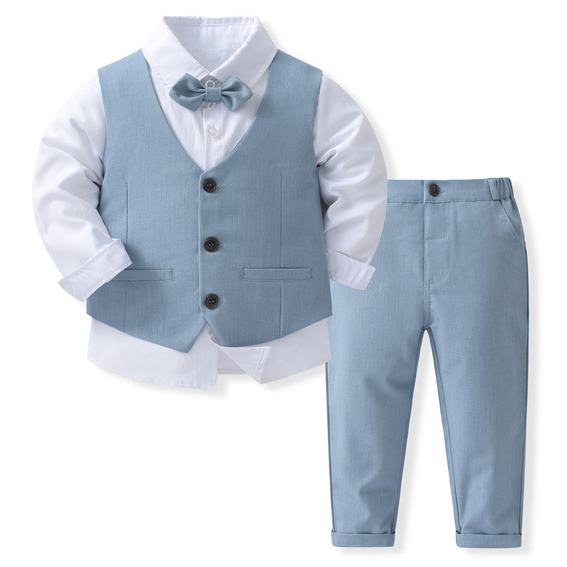 100% Cotton Bow Regular Sleeve Formal Suit - Light Blue - 140cm - image 20