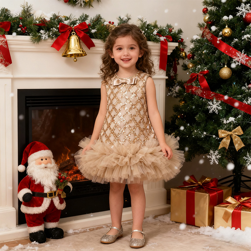 Sequins Bow Folds Sleeveless Midi Dresses - image 2