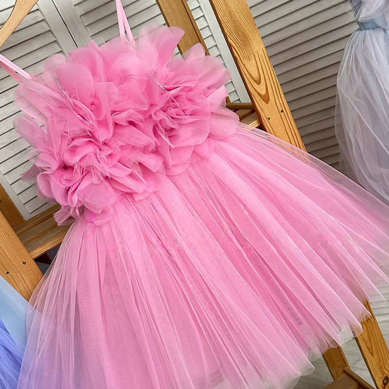 Mesh Rosette Sleeveless Midi Dresses - Pink - 15-16Y - image 10