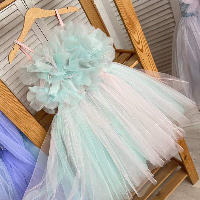 Mesh Rosette Sleeveless Midi Dresses - Green - 15-16Y - image 13