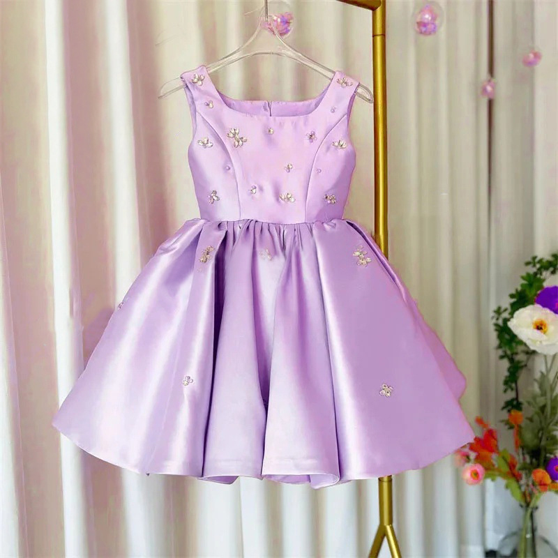 Satin Hollow out Sleeveless Midi Dresses - Purple - 13-14Y - image 7