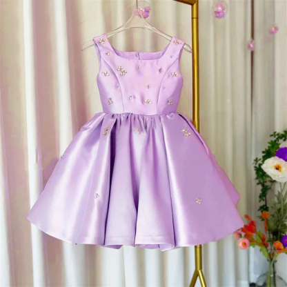 Satin Hollow out Sleeveless Midi Dresses - Purple - 13-14Y - image 7
