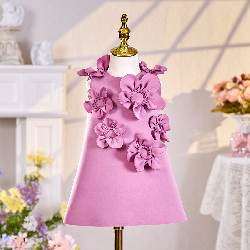 SCUBA KNIT Rosette Sleeveless Midi Dresses - Purple - 11-12Y - image 1