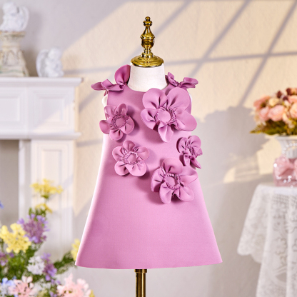 SCUBA KNIT Rosette Sleeveless Midi Dresses - Purple - 11-12Y - image 1