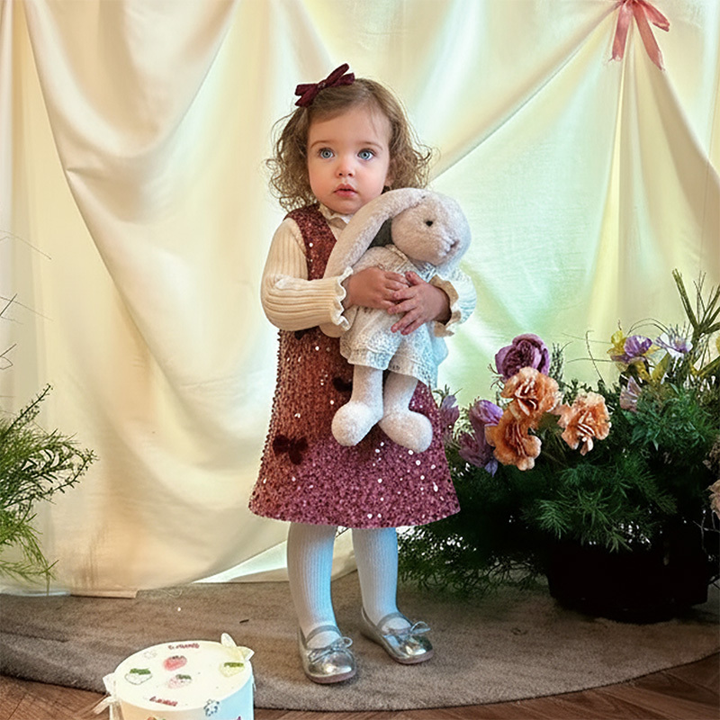 [Archive Sale] Glitter Bow Sleeveless Midi Dresses - Pink - 1-2Y【90cm】 - image 1