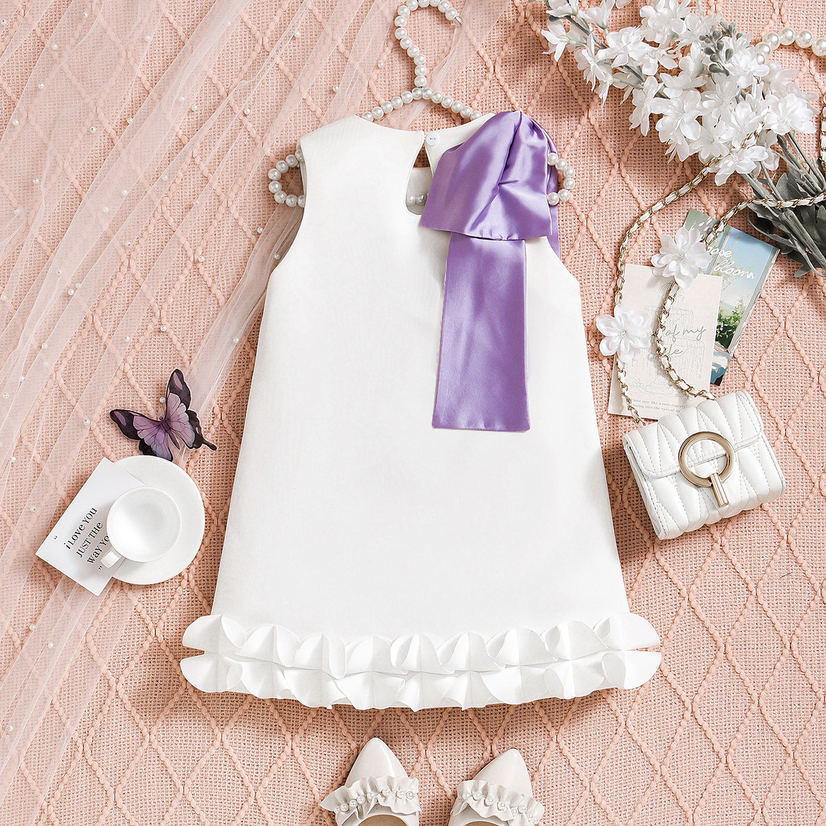 SCUBA KNIT Bow Sleeveless Midi Dresses - image 5