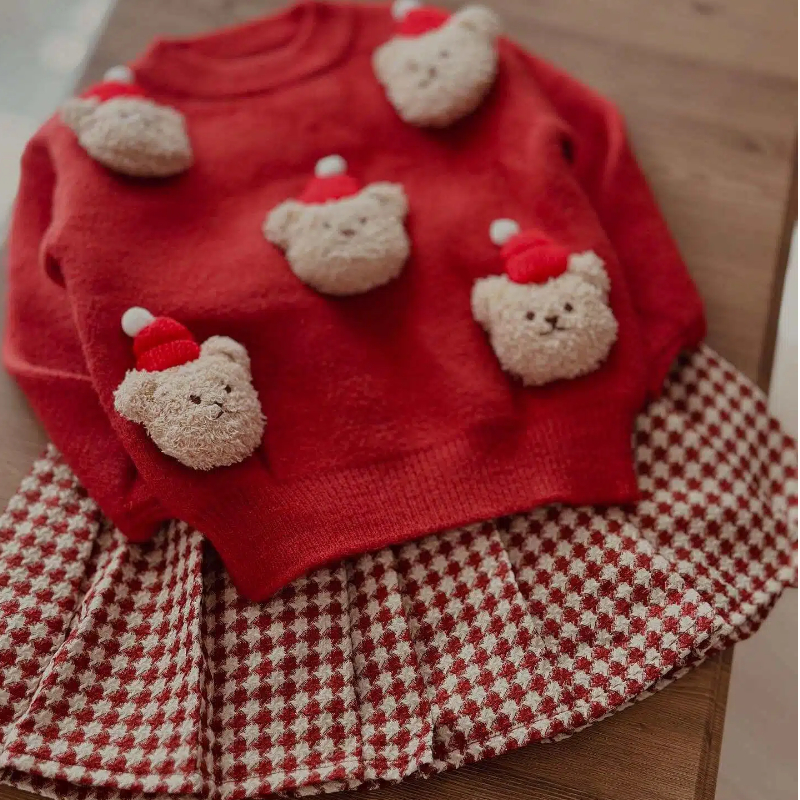 Knitwear Houndstooth Long Sleeve Midi Two-piece Set - image 1