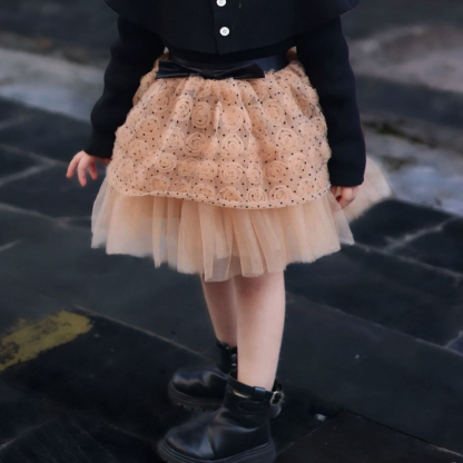[Archive Sale] Mesh Polka Dots Folds Short Skirts - Skirt - 1-2Y - image 1