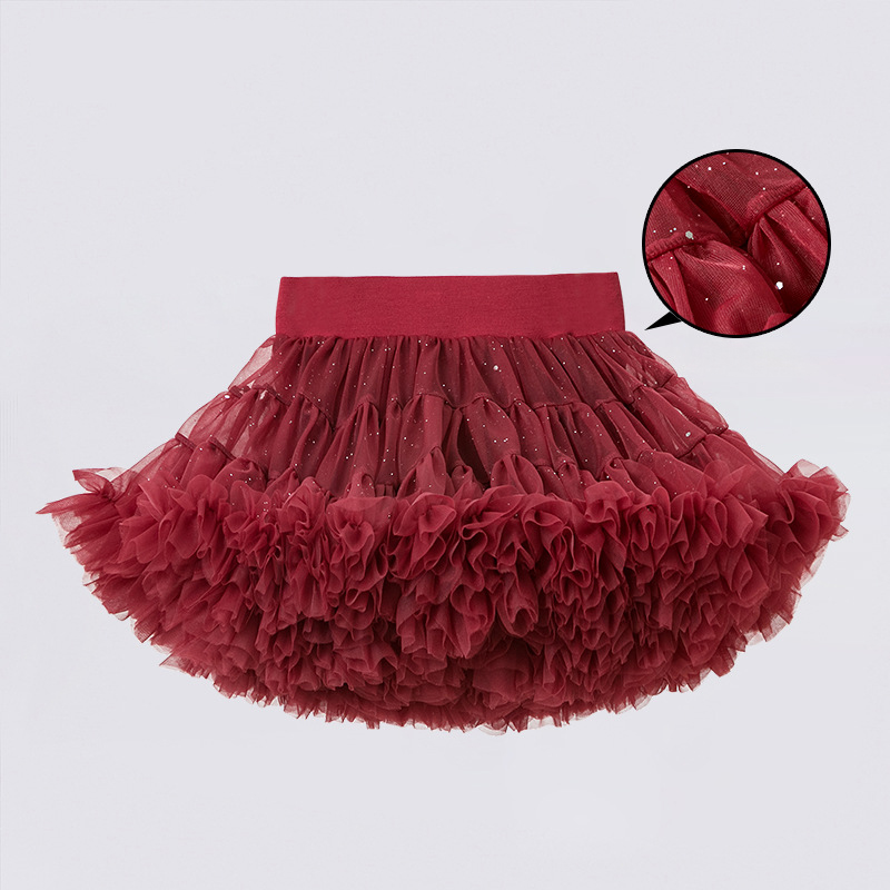 Mesh Fluffy Short Skirts - Red - 9-10Y - image 4